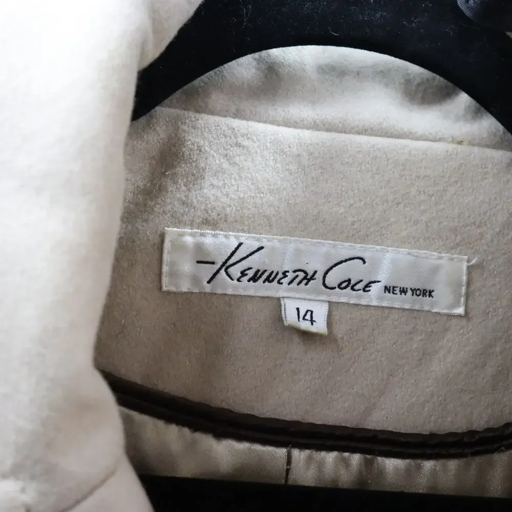 Kenneth Cole New York Wool Blend Coat Women’s Size‎ 14 Beige Button Front